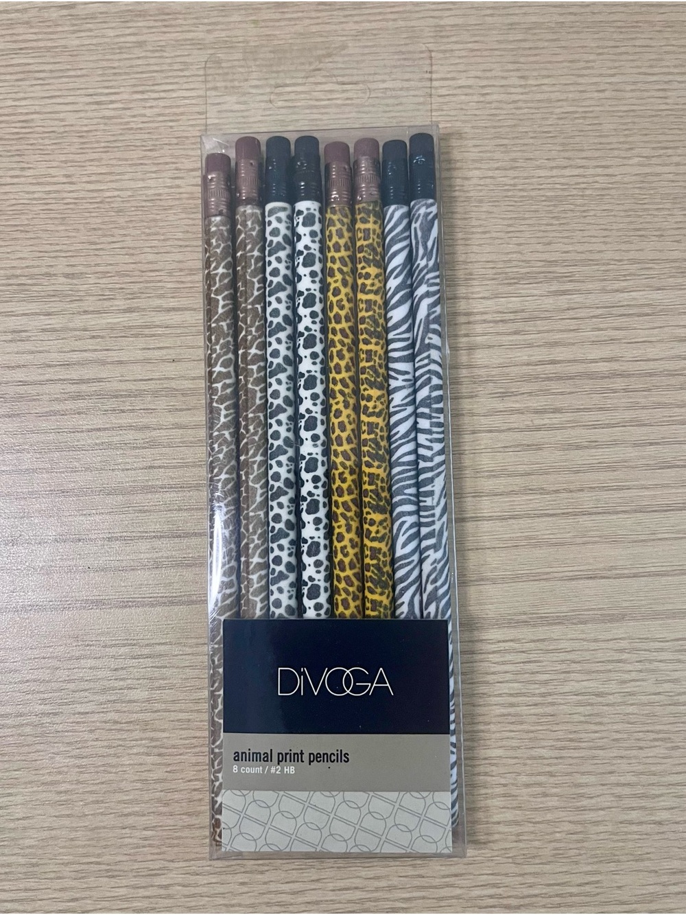 Vintage DiVOGA Animal Print Pencils 8 Pack Suede Velvet Texture #2 HB OfficeMax